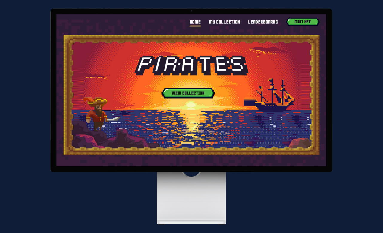 Pirates play to earn game interface showing ships and voyages